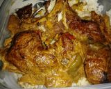 A picture of step 3 of Smothered pork steaks n gravy w/ rice.