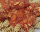 A picture of step 7 of Bolognese with Chicken and Chick Peas.