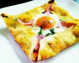 A picture of step 7 of Easy Galette-Style Fried Egg with Pancake Mix.