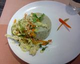 A picture of step 3 of Stirred fry vegetables with shredded chicken and Acha.