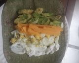 A picture of step 5 of Egg 'n' Avocado wrap.