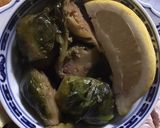 A picture of step 2 of California Farm Black Garlic Poached Brussels Sprouts.
