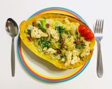 A picture of step 7 of Creamy kale spaghetti squash.