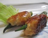 A picture of step 8 of Chicken Tsukune Wrapped Around Okra.