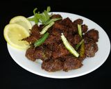 A picture of step 7 of Tala hua gosht Hyderabadi.