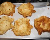 A picture of step 1 of FRIED TORTILLA HATS WITH BLACK BEAN SALAD AND GARLIC SHRIMP, JON STYLE.