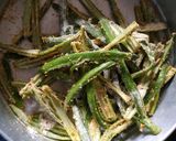 A picture of step 1 of Kurkuri bhindi.