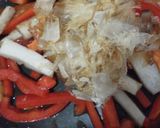 A picture of step 3 of For Bentos ♪ Stir Fried Bell Pepper and Chikuwa with Bonito Flakes.