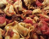 A picture of step 6 of Sultan Sausage/Spinach Tortellini Bake -halal friendly.