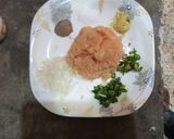 A picture of step 1 of Chicken' balls.