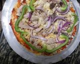 A picture of step 8 of Tuna Pizza# 4 week challenge.