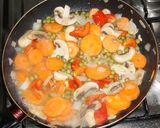 A picture of step 5 of Chicken with Peas and Mushrooms.