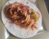 A picture of step 3 of Surprise Spaghetti Wrap.