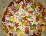 A picture of step 5 of Vegetable pizza without pizza base and without microwave.