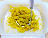 A picture of step 4 of Kabocha Squash Cake in a Frying Pan.