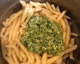 A picture of step 3 of Trofie with Arugula and Walnut Pesto.