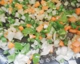 A picture of step 2 of Shezwan triple rice.