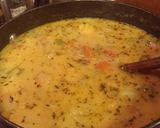 A picture of step 4 of Cheddar Cauliflower and Summer Squash Soup with Ham and Cheese.