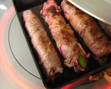 A picture of step 6 of Hachiman Rolls -- Vegetable Wrapped Beef Rolls.