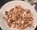 A picture of step 4 of Gorgonzola Pine Nut Pasta w Chicken & Sundried Tomatoes & Mushrooms.