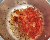 A picture of step 3 of Tomato Rice / Thakkali Sadam.