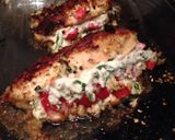 A picture of step 5 of Panko Crusted Chicken Stuffed W/ Ricotta, Spinach, Tomato & Basil.