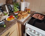 A picture of step 1 of Mushroom and sausage sandwich.