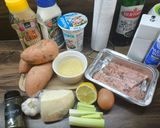 Lazacfasírt sajttal és kölessel hasselback édesburgonyával recept fázis 1 fotója