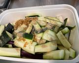 Une image de l'étape 9 de Duo de courgettes et aubergine chinoise aux gingembre et épices.