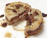 A picture of step 18 of Lotus Root Millfeuille with Garlic and Anchovy.