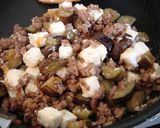 A picture of step 4 of Eggplants With Cream Cheese, and Sweet and Spicy Ground Meat with Miso Over Rice.