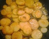 A picture of step 2 of Golden Potatoes, peas, and ramen.