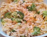 A picture of step 2 of Sunshine's broccoli noodle casserole.
