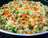 A picture of step 4 of Indo Chinese Shrimp Fried Rice.