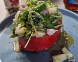 Rukkolás, "túrós" dinnyesaláta (vegán) recept fázis 2 fotója