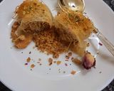 A picture of step 5 of Kunefa filled with Walnuts.