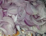 A picture of step 1 of Bhindi ghousht.