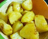 A picture of step 2 of Pan roasted potatoes.....served with pan fried goat meat.