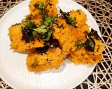 A picture of step 7 of Khaman dhokla.