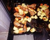 A picture of step 9 of One pan meal baked Potatoes and chicken.