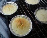 A picture of step 5 of Lemon pudding cake with Fresh Strawberry Sauce.