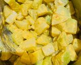 A picture of step 3 of Ganth Govi tawa fry (pan fried Knol Khol).
