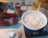 A picture of step 1 of Beetroot buns.