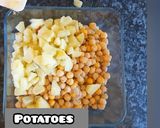 A picture of step 4 of Chana chat in crisp bowl.
