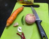 A picture of step 1 of Spiced Vegetables with Coconut on Rice.