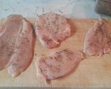 A picture of step 1 of Chicken breast saltimbocca.
