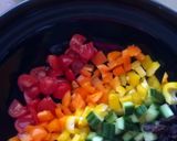A picture of step 3 of Vickys Rainbow Cous Cous, GF DF EF SF NF.