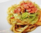 A picture of step 4 of Mulukhiya Chilled Udon with Tempura Crumbs.