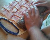 A picture of step 7 of Bacon wrapped venison backstrap.
