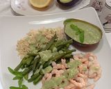 Foto del passaggio 5 della ricetta Riso, Fagiolini e Gamberi Lessati con Salsa di Avocado e Menta